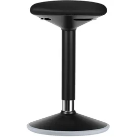 Wiltec Sitz- & Stehhocker schwarz, Drehhocker höhenverstellbar bis 81 cm, Polsterhocker bis 135 kg, moderner Hocker drehbar für Büro und Homeoffice