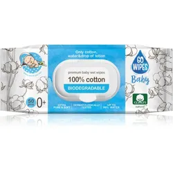 GoWipes Baby 100% Cotton Biodegradable sanfte Feuchttücher für Kleinkinder für empfindliche Oberhaut 0+ 50 St.