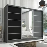 a&j möbelland gmbh Schiebetürenschrank AURELIA 1 200 x 215 x 59,5 cm Grau/Schwarz