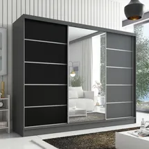 a&j möbelland gmbh Schiebetürenschrank AURELIA 1 200 x 215 x 59,5 cm Grau/Schwarz