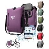 MIVELO - 3 in 1 Fahrradtasche - Rucksack - Schultertasche wasserdicht 100% PVC frei, mit Laptopfach für Fahrrad Gepäckträger 1 STK (Flieder, 20L)