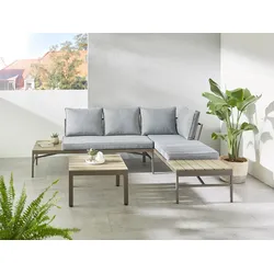 Gartenlounge-Set KONIFERA "Badalona", braun (braun, braun, dunkelbraun), Sitzmöbel-Sets, 2 Sofa mit Rückenlehne+Ablagefläche, verschiedene Stellmöglichkeiten, Topseller