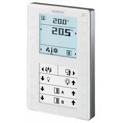 Siemens S55624H108 Raumbediengerät mit KNX, Fühler für Temperatur, segmentiertem Display mit Hintergrundbeleuchtung, konfigurierbaren Touchkeys, LED-Anzeige, weiss
