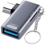 Leloco 2 in 1 90 Grad Micro SD Kartenleser USB C, Typ C Stick Mini auf Micro SD Kartenleser und USB mit Schlüsselanhänger für Micro SD SDXC SDHC, Laptop, MacBook, Galaxy Handy und Mehr