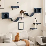 8 PCS Katzenkletterwand-Set Stabiles Plüsch-Klettergerät für Katzen Katzenkl...