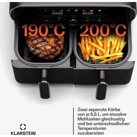 Klarstein AuraAir Color Touch Dual Heißluftfritteuse Schwarz/Silber