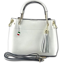 FLORENCE Umhängetasche Florence Umhängetasche Damen Handtasche (Handtasche, Handtasche), Damen Tasche Echtleder weiß, Made-In Italy weiß