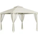 Outsunny - Pavillon mit Doppeldach, ca. 3x3 m Wasserdicht Stabil Winterfest Gartenpavillon mit Moskitonetz, Seitenteile, Garten-Pavillon aus Metall,