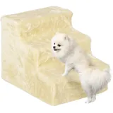 PawHut Hundetreppe 3 Stufen 40cm Hoch Haustiertreppe, für kleine Hunde, oder Katzen, Für Bett, Sofa, Couch, Beige