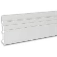 Profhome 653802 Sockelleiste Fußleiste Zierleiste Stuckleiste 2 m 200 cm x 2,5 cm x 16 cm Weiß