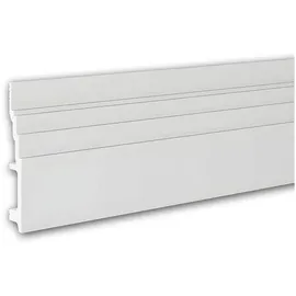 Profhome 653802 Sockelleiste Fußleiste Zierleiste Stuckleiste 2 m 200 cm x 2,5 cm x 16 cm Weiß