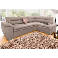 Ecksofa COTTA "Leandra L-Form" Sofas Gr. B/H/T: 250cm x 88cm x 90cm, Luxus-Microfaser, Ottomane rechts, ohne Bettfunktion, braun (schlamm) wahlweise mit Bettfunktion und Bettkasten