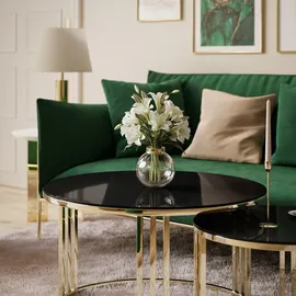 lookway Lori Glass Gold Schwarz Rund 70 x 48 cm