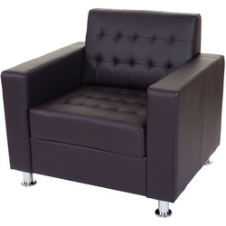 Sessel Pori, Clubsessel Loungesessel, Kunstleder, Metall-Füße ~ coffee