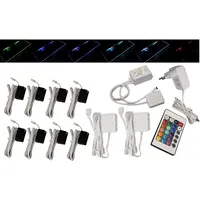 Trango 8er Set 5022-08 RGB Farbwechsel LED-Glaskantenbeleuchtung inkl. Fernbedienung