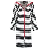 CAWÖ Bademäntel Damen Kurzmantel mit Kapuze Streifen 1244 schwarz-weiß - 96 M Weiss