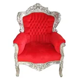 Casa Padrino Barocksessel King Polyester 85 x 120 x 85 cm Rot/Silber