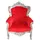 Casa Padrino Barocksessel King Polyester 85 x 120 x 85 cm Rot/Silber