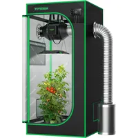 VIVOSUN S224 Growzelt 60x60x120cm Indoor-Wachstumszelt aus hochreflektierendem Mylar mit Beobachtungsfenster und Bodenwanne für Hydrokulturen-Anbausystem in Innenräumen für VS1000