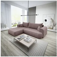 Fun Möbel Ecksofa Schlafsofa Sofa ANIKE in Stoff Now or Never, Ottomane Links oder Rechts, Rundumbezug rosa