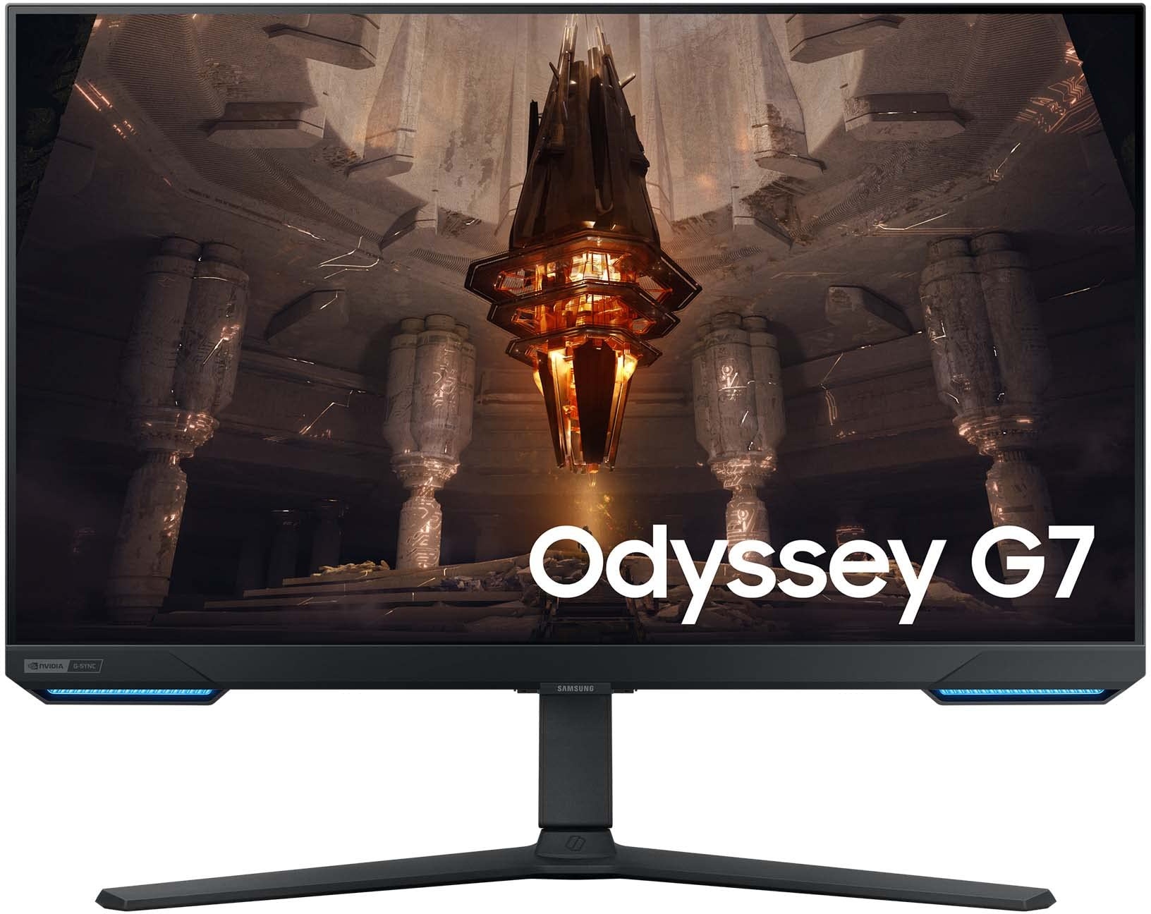 Samsung Odyssey G70B Gaming Monitor LS28BG700EP, 28 Zoll, IPS-Panel, UHD-Auflösung, FreeSync Premium Pro, G-Sync kompatibel, 1 ms Reaktionszeit, Bildwiederholrate 144 Hz, Schwarz
