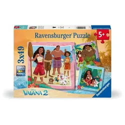 Ravensburger Kinderpuzzle 12004102 - Vaiana 2 Auf zu neuen Abenteuern - Puzzle für Kinder ab 5 Jahren, 3x 49 Teile