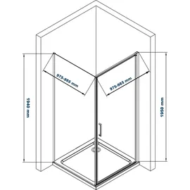 Bernstein Duschkabine Eckdusche Nano, 6mm Echtglas EX416S - 100 x 100 x 195 cm - Gelb