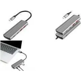 Logilink UA0413 - USB 3.2 Gen2 Hub, 4+1-port, 2x USB-A, 2x USB-C, PD (Power Delivery), 100 W, Space Grau