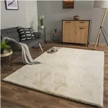 TT Home Wohnzimmer Hochflor Teppich Langflor Soft Kaninchenfell Fell Imitat Weich, Farbe: Creme, Größe:60x100 cm