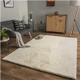 TT Home Wohnzimmer Hochflor Teppich Langflor Soft Kaninchenfell Fell Imitat Weich, Farbe: Creme, Größe:60x100 cm