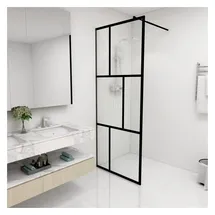 vidaXL vidaXL, Duschwand für Begehbare Duschen mit Hartglas Schwarz 80x195 cm,