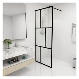 vidaXL vidaXL, Duschwand für Begehbare Duschen mit Hartglas Schwarz 80x195 cm,