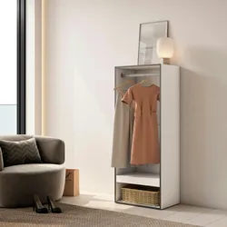 SKRAUT HOME Offener Schrank, Kleiderbügel mit Einlegeböden, 60x35x145 cm, Schlafzimmer, Kleidung, Schuhe, Moderner Stil, Weiß - 438_1