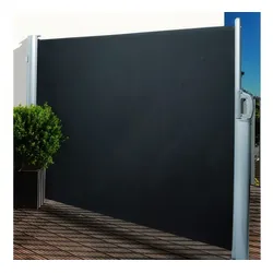 Seitenmarkise Lyon aus Polyester – Balkonmarkise in Anthrazit – Windschutz Markise für Privatsphäre – Balkon Windschutz für Terrassen