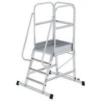 Günzburger Aluminium-Podesttreppe einseitig begehbar fahrbar 4 Stufen