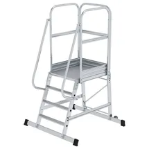 Günzburger Aluminium-Podesttreppe einseitig begehbar fahrbar 4 Stufen