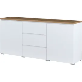 INOSIGN Sideboard INOSIGN "Modo, Breite 150 cm, moderne grifflose Kommode 2Türen/3 SK", weiß (weiß, eiche mauvella, weiß), B:150cm H:68cm T:34,5cm, FSC-zertifizierter Holzwerkstoff, Melamin, Sideboards, Sideboard, Schubladenkommode mit viel Stauraum, Einlegeböden