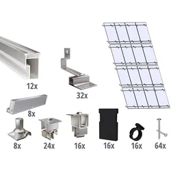 Prior PV Schrägdach-Montageset 4x4 Solarmodule