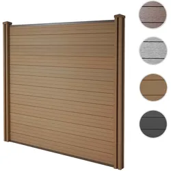 WPC-Sichtschutz Sarthe, Windschutz Zaun, WPC-Pfosten ~ Basiselement, 1,95m teak