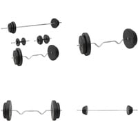 vidaXL Langhantel und Kurzhantel mit Gewichten 90 kg - Langhantel Mit Gewicht - Langhantel Mit Gewichten - Langhantel Set - Fitness Trainingsgerät