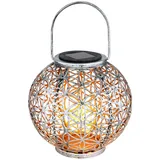 GLOBO Solar Lampe Outdoor Solarleuchte orientalisch LED Solar Laterne Außen, Lichteffekt Lebensblume, 1x LED warmweiß, DxH 20x29 cm, Terrasse Garten