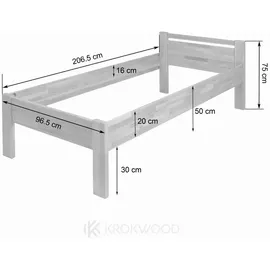 Krok Wood Seniorenbett SiSi aus Massivholz in Buche 90 x 200 cm - Naturbelassen