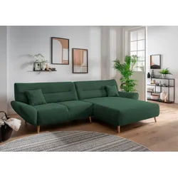 Ecksofa INOSIGN "Drago L-Form", grün (moosgrün), B:290cm H:81cm T:166cm, 100% Polyester, Sofas, frei im Raum stellbar, inkl. 2 Zierkissen