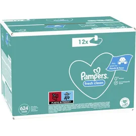 Pampers Fresh Clean Feuchttücher 12 Packungen = 624 Feuchttücher,