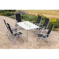MERXX Carrara Set 7tlg. 6 Sessel schwarz Tisch 150x90cm