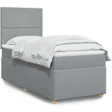 vidaXL Boxspringbett mit Matratze Hellgrau 140x200 cm Stoff