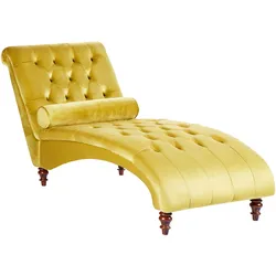 Chaiselongue MURET Samtstoff Senfgelb