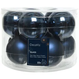 Kaemingk 10 Weihnachtskugeln 6cm Glas Christbaumkugeln Weihnachtsbaumkugeln dunkelblau
