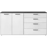 Sideboard Smart 1 Massivholz kiefer weiß schwarz B/H/T: ca. 180x89x40 cm - Kiefer, Schwarz, Weiss