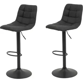 Hela Tische, 2er Set Barhocker Yvonne, Anthrazit, Trompetengestell Grau, höhenverstellbar mit Gasdruckfeder, 360° drehbar
